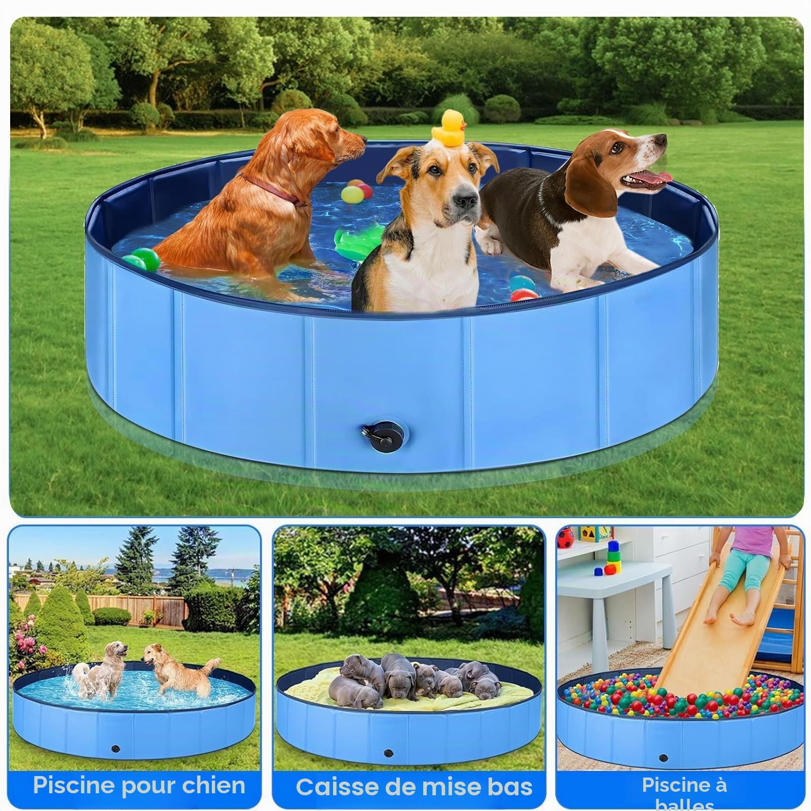 80x20cm Piscine pour Chien Pliable: PVC Résistant Piscine pour Animaux, Antidérapante Piscine PVC, Piscine Antidérapante, für Maison et Extérieur