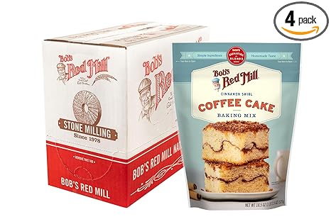 Bob's Red Mill Cinnamon Swirl Coffee Cake Baking Mix - 18.5 oz Bag (Pack of 4), Simple Clean Ingredients, Homemade Taste, Non-GMO