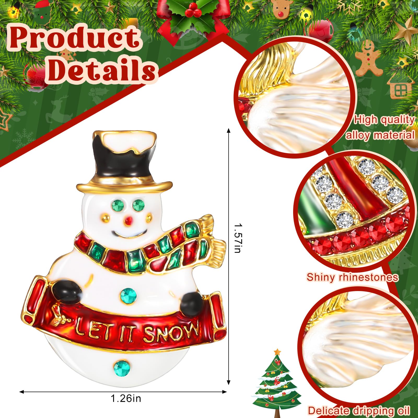 Cindeer 20 Pezzi Spilla di Natale per Donna Spille Natalizie in Cristallo Smaltato Spille e Fermagli Gioiello con Strass Set di Spillette con Pupazzo di Neve Babbo Natale per Decorazione di Vestiti