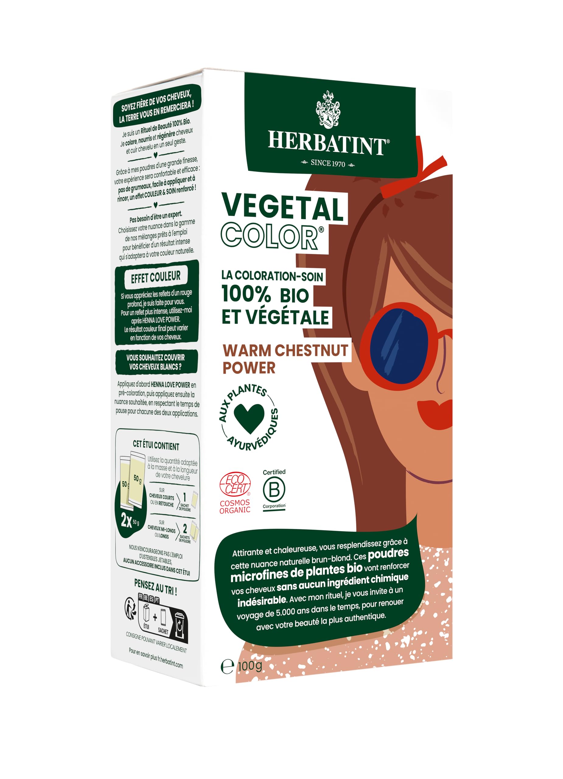 Herbatint Organic Warm Chestnut Power Vegetal Colour 100g