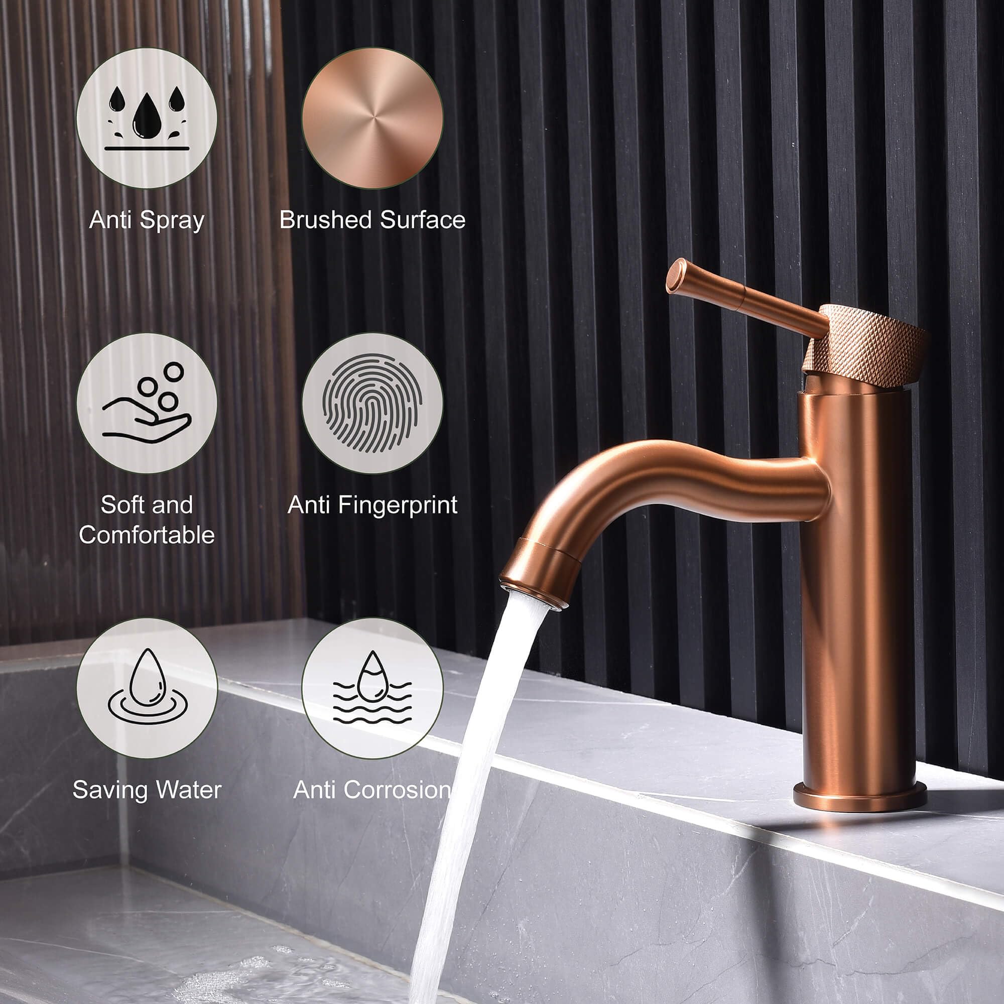Rubinetto da bagno in oro rosa, con spruzzatore estensore aeratore, rubinetto per lavabo con maniglia singola, per vanity farmhouse e camper
