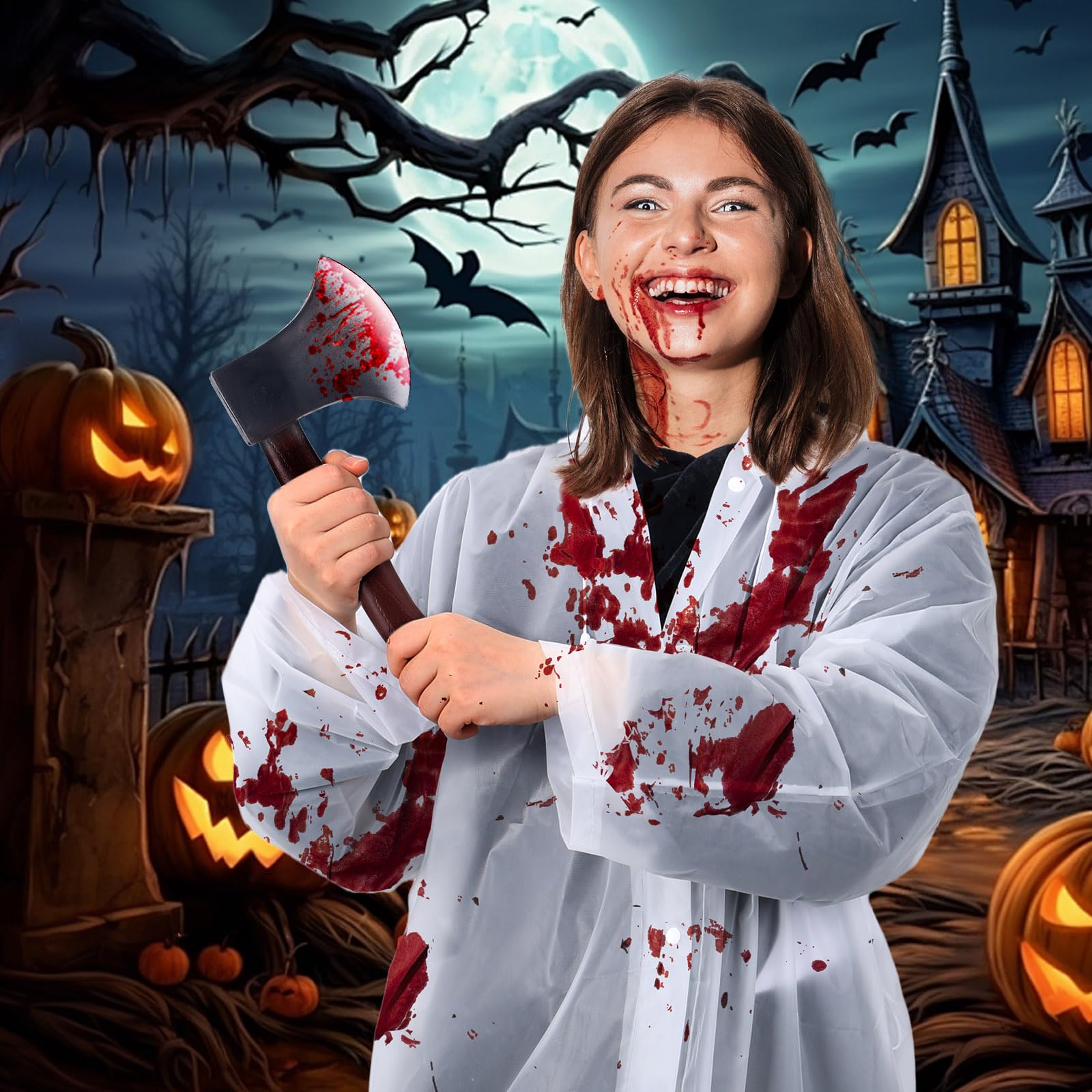 Akcesoria do kostiumu na Halloween, sztuczny strumień krwi, kapiący żel do krwi, płaszcz przeciwdeszczowy, pianka, siekiera, impreza cosplay, straszny horror, przebranie dla dorosłych