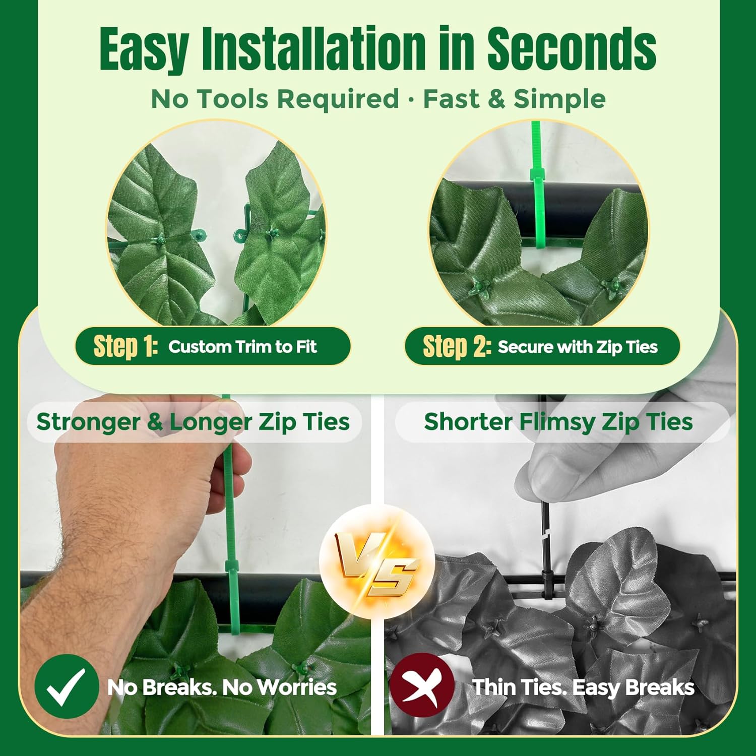 KASZOO Artificial Ivy Privacy Fence Screen - 120x40in Artificial Faux Privacy Fence Panel Artificial Green Wall Balcony Privacy Screen Decoration for Patio, Balcony, Wall, Backyard Indoor Outdoor