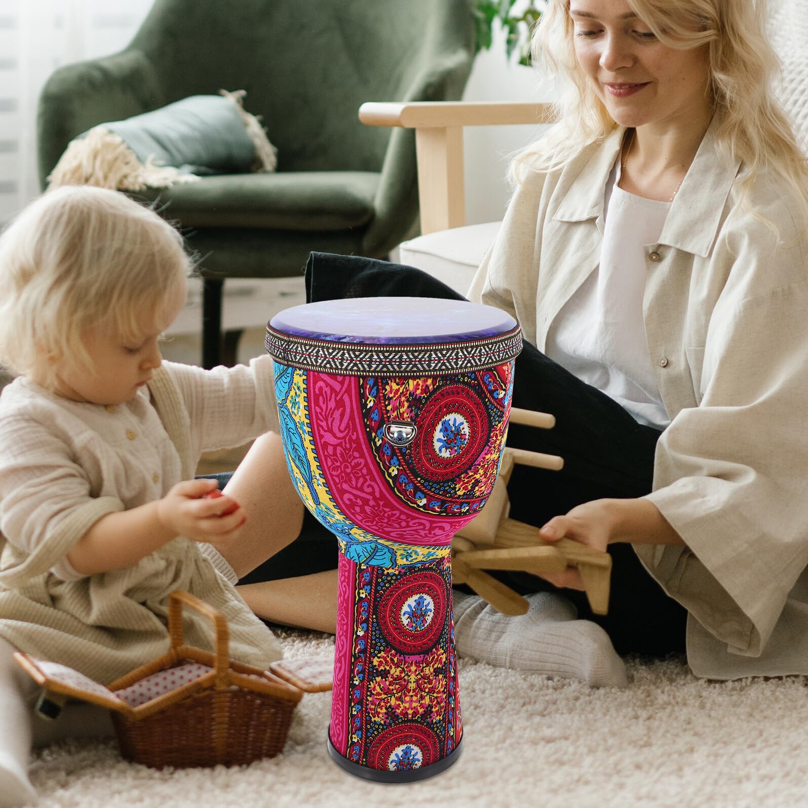 8 Zoll Pvc Djembe Trommel für Anfänger, Leicht und Tragbar | Kinder und Erwachsene, Feine Verarbeitung, Zartes Design, Handliche Form für Unterwegs