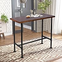 Vista 8 de Diwhy Mesa de comedor de tubería de diseño industrial DIY, mesa de comedor informal para bar, mesa para computadora portátil, estudio moderno, mesa