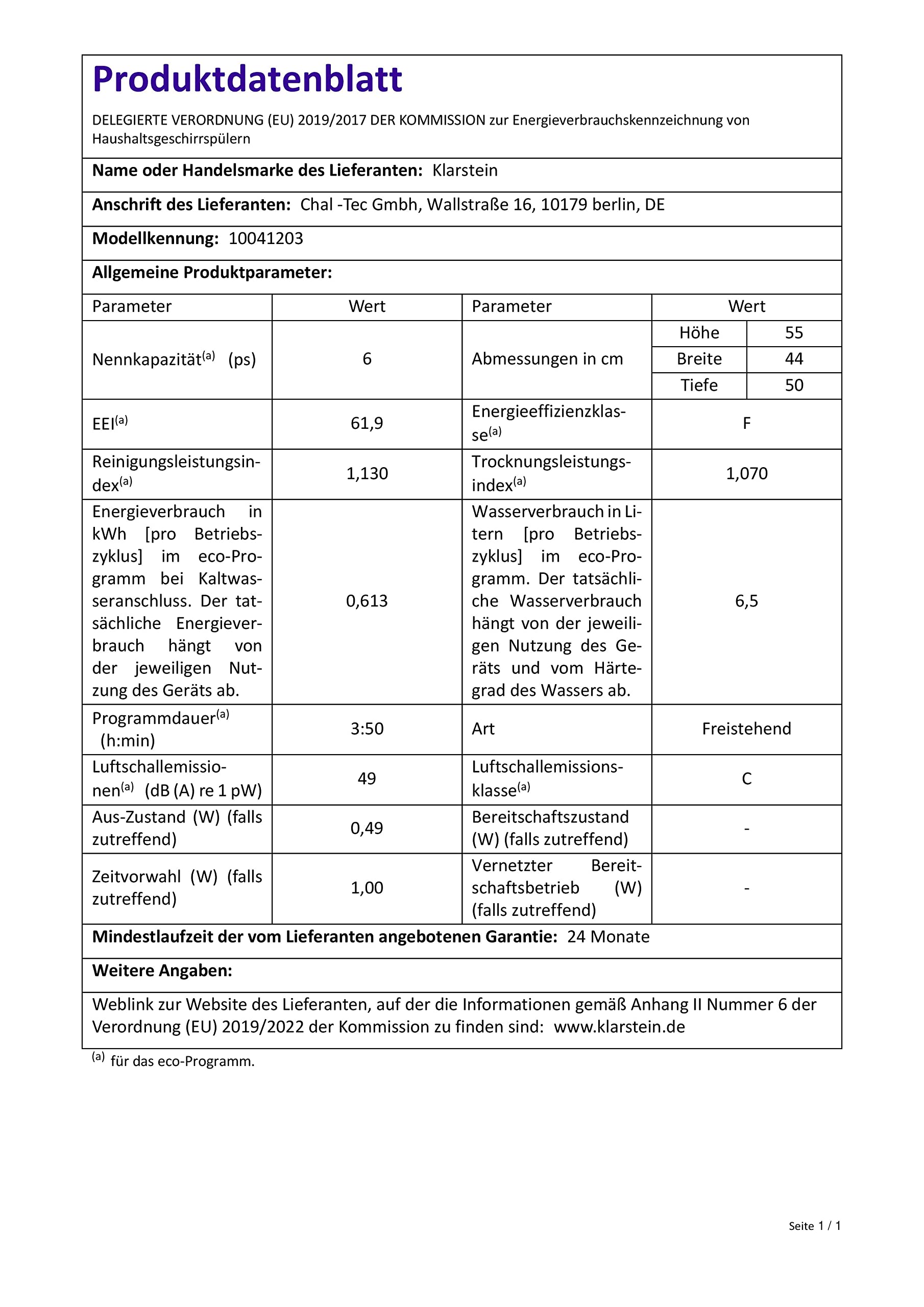 Klarstein Mini-Geschirrspüler 6 Gedecke, Leiser Geschirrspüler Klein, 6 Spülprogramme, Wasseranschluss, Anthrazit