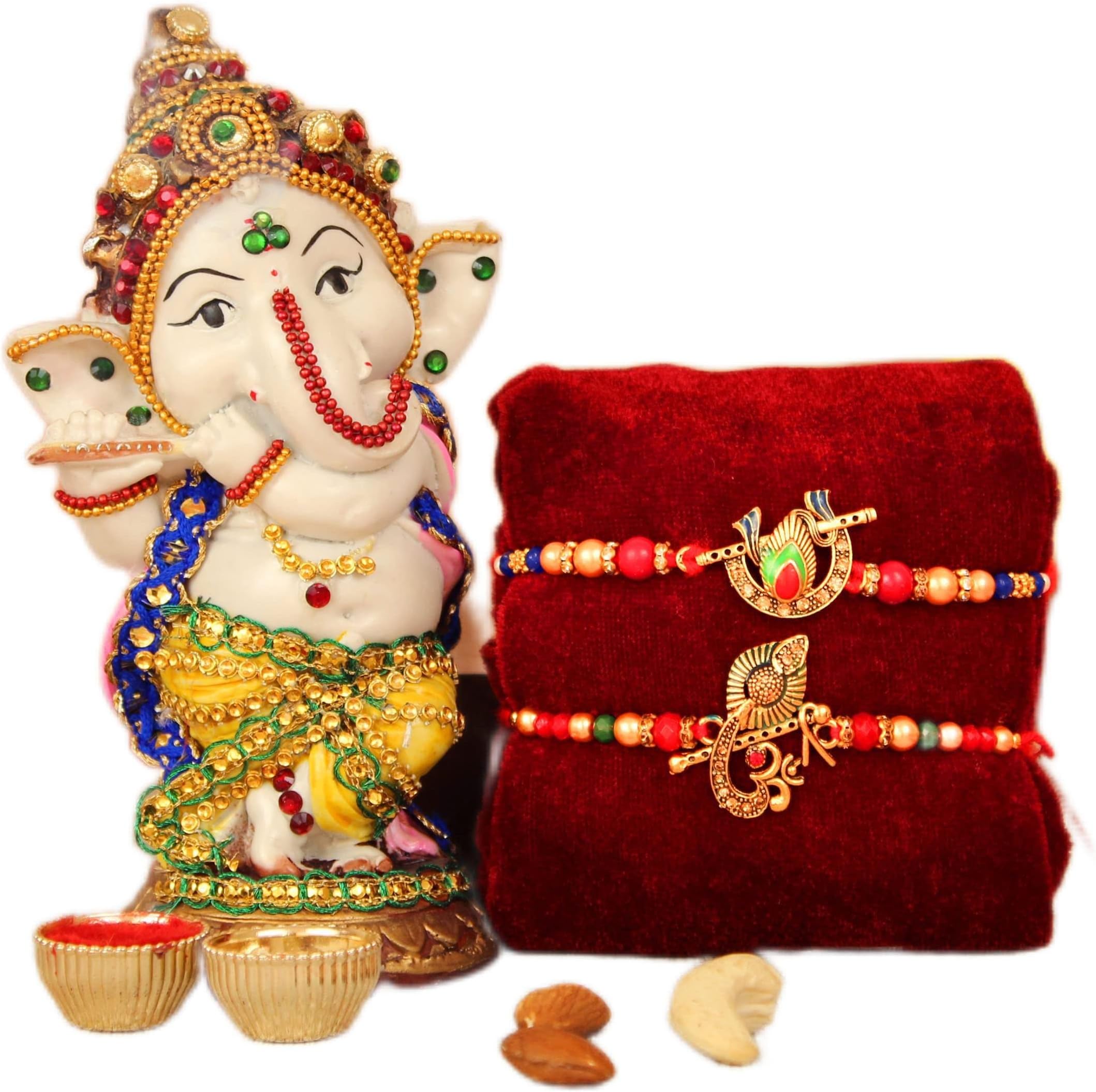 TIED RIBBONS Rakhi for Brother with Gift Set | God Figurine | Mini Card | Roli Tika