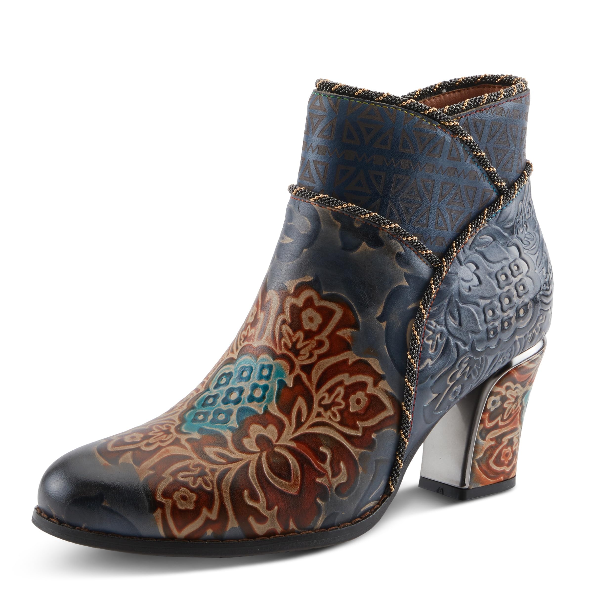 Spring Step L'Artiste Cherish Heeled Booties | Embossed Leather Ankle Boots with Artistic Flair