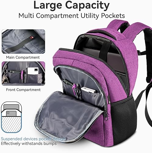 Miniatura 2 de Mochila para laptop con funda para laptop, mochila unisex para llevar en mochilas de artículos personales, Púrpura, Mochila para laptop