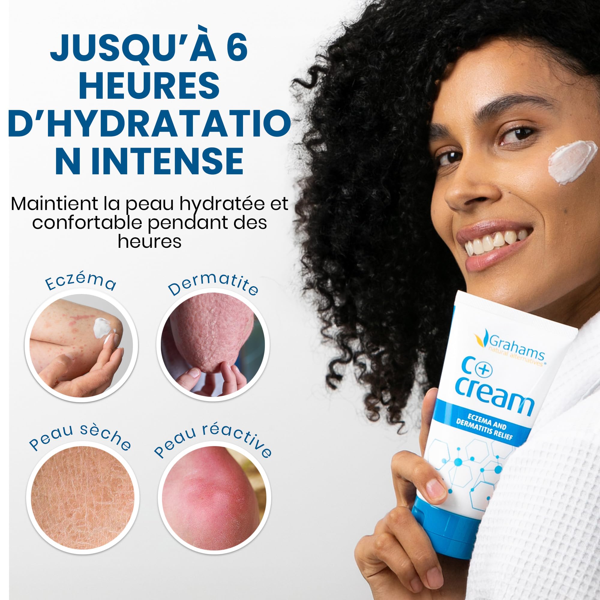 Grahams Natural C+ Cream - Crème Pour Peaux Sèches, Démangeantes, Rouges et à Tendance Eczémateuse - Au Miel de Manuka et au Calendula - Sans Stéroïdes, Non Grasse, Convient aux Peaux Sensibles, 120g