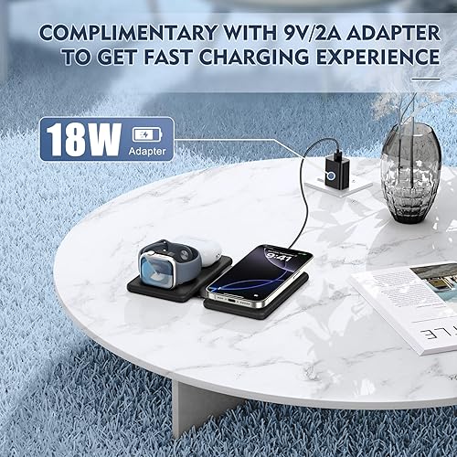 Miniatura 5 de Cargador inalámbrico para iPhone - Estación de carga 3 en 1 para dispositivos Apple para iPhone 17, 16, 15, 14, 13, 12 Pro Max Plus, almohadilla de