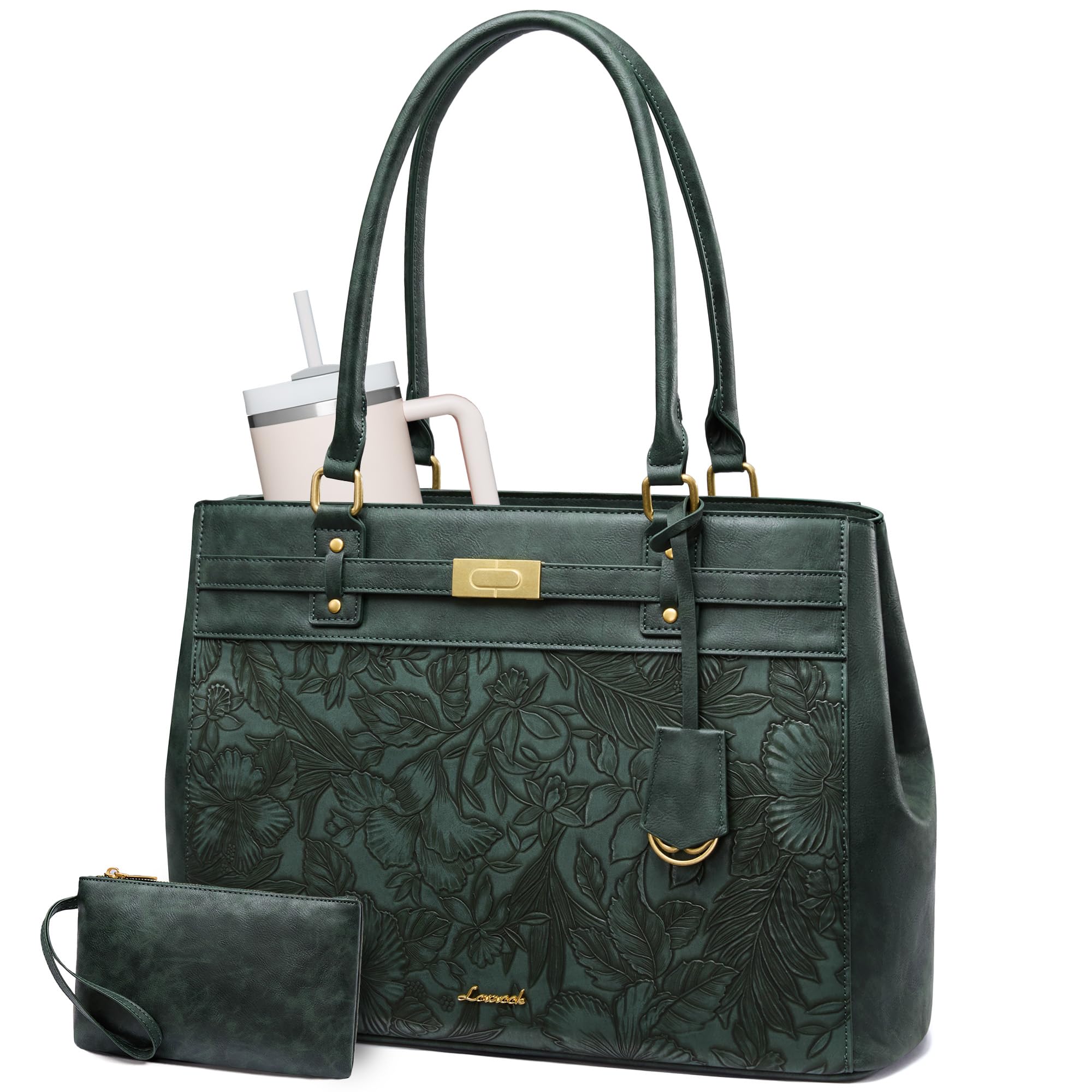LOVEVOOK Laptop Tote Bag for Women, 17.3 Inch Waterproof Leather Work Computer Bag, Large Business Office Briefcase Shoulder Handbag Purse Gifts for Women