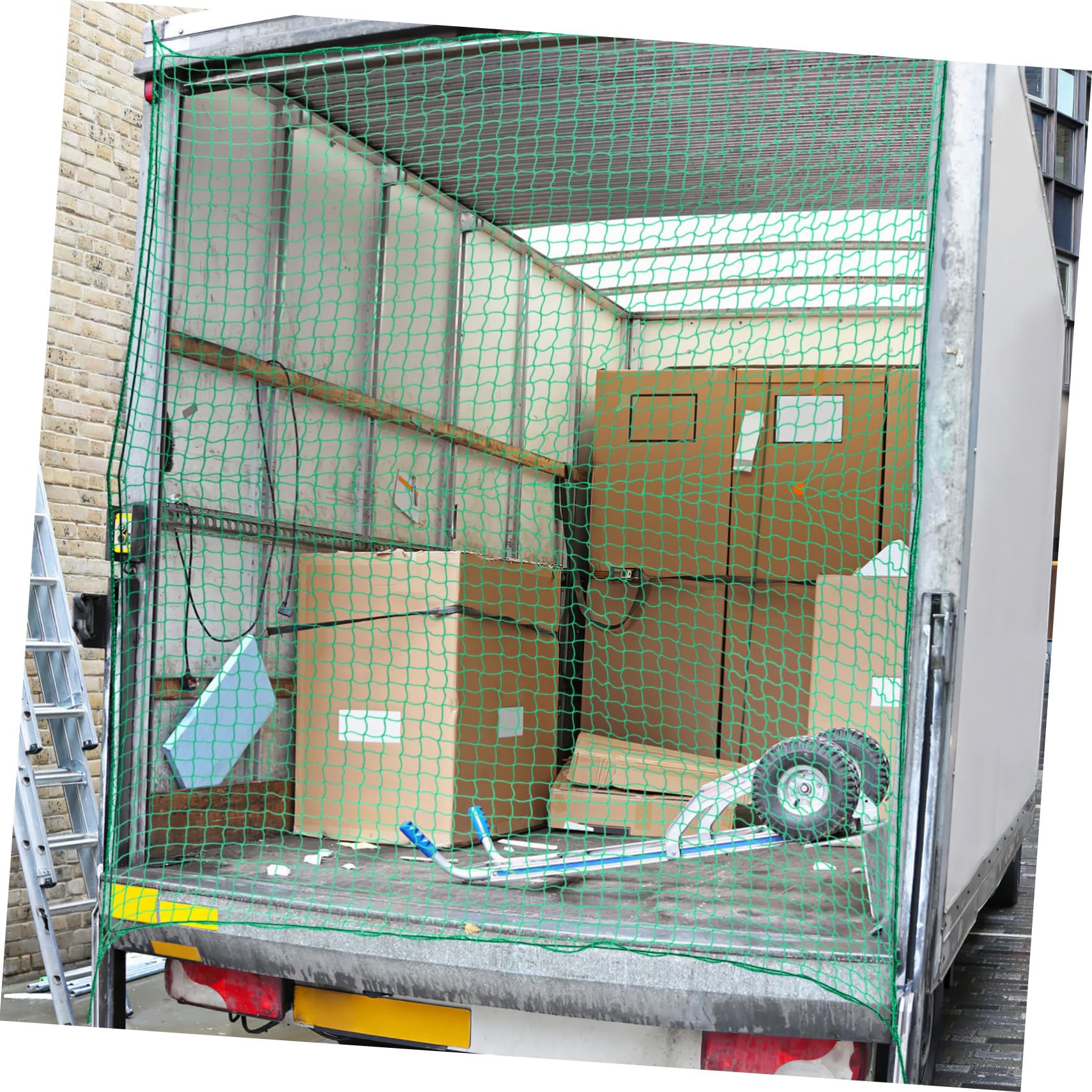 Rete per Carico Camion in Nylon Resistente All'abrasione con Elastico e 15 Ganci, Rete Copertura per Cassone Veicolo per Trasporto e Campeggio