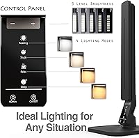 Vista 3 de Lampat Dimmable LED Desk Lamp, 4 Lighting Modes (Reading/Studying/Relaxation/Bedtime), 5-Level Dimmer, Touch-Sensitive Control Panel, 1-Hour Auto