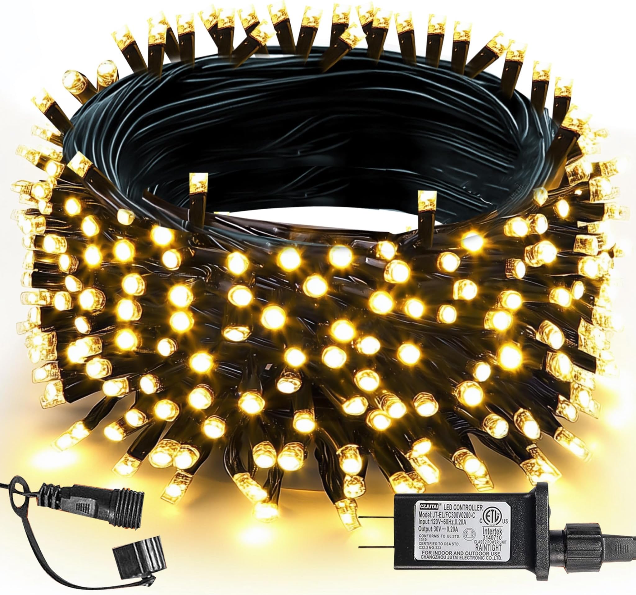 TW SHINE Christmas Lights, 200 LED 66FT Outdoor Christmas Lights Plug in with 8 Modes, Waterproof Light Outdoor, Indoor Xmas Decorations for Party Yard House Decor, Warm White