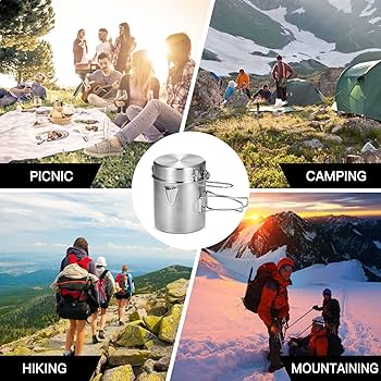Lixada 750ml Stainless Steel Pot Portable Water Mug Cup With Lid