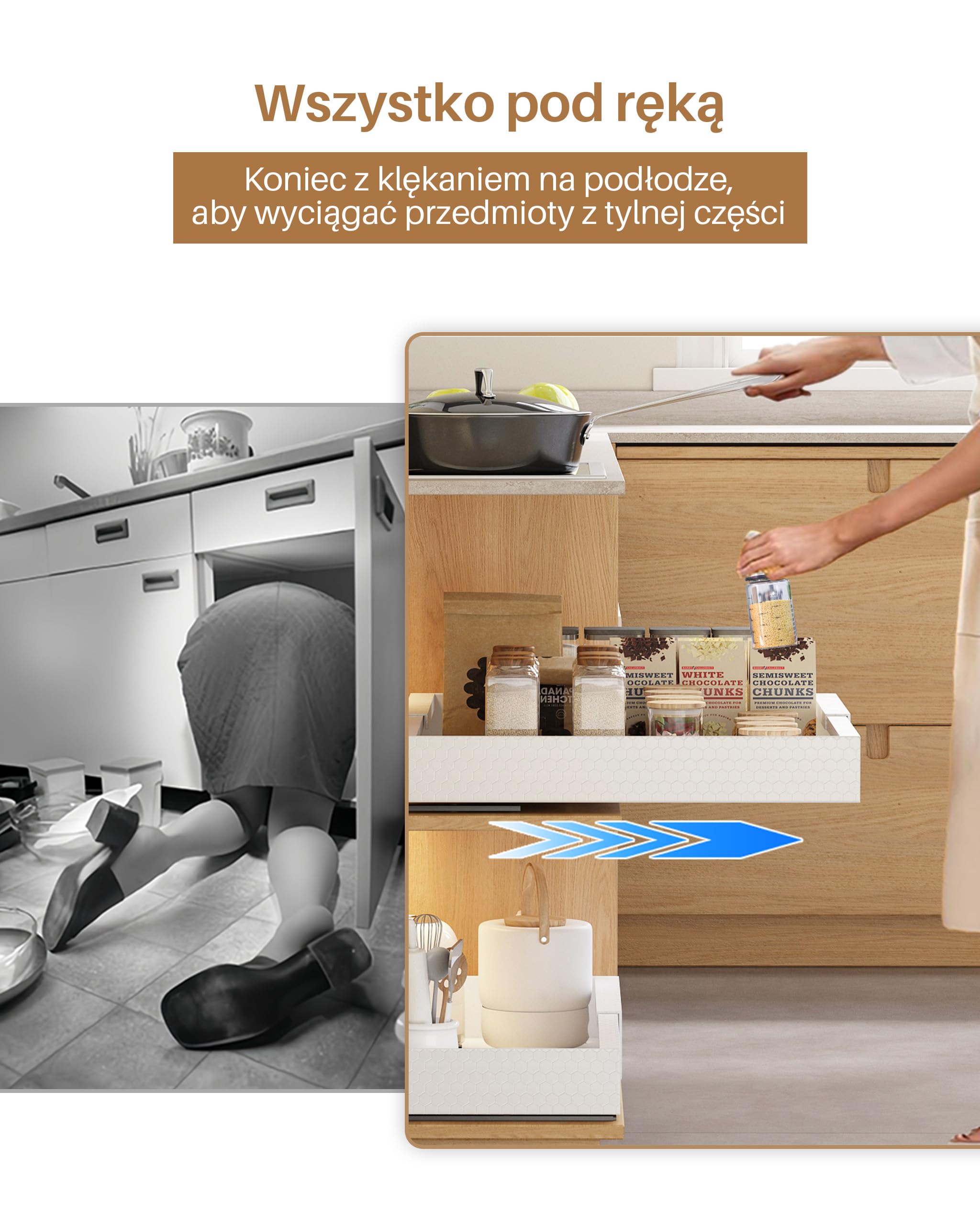 UMDONX Teleskopowa Szuflada Rozsuwana, 6 szt., Biały | Szerokość regulowana od 31,5 do 51,5 cm, Głębokość 42 cm