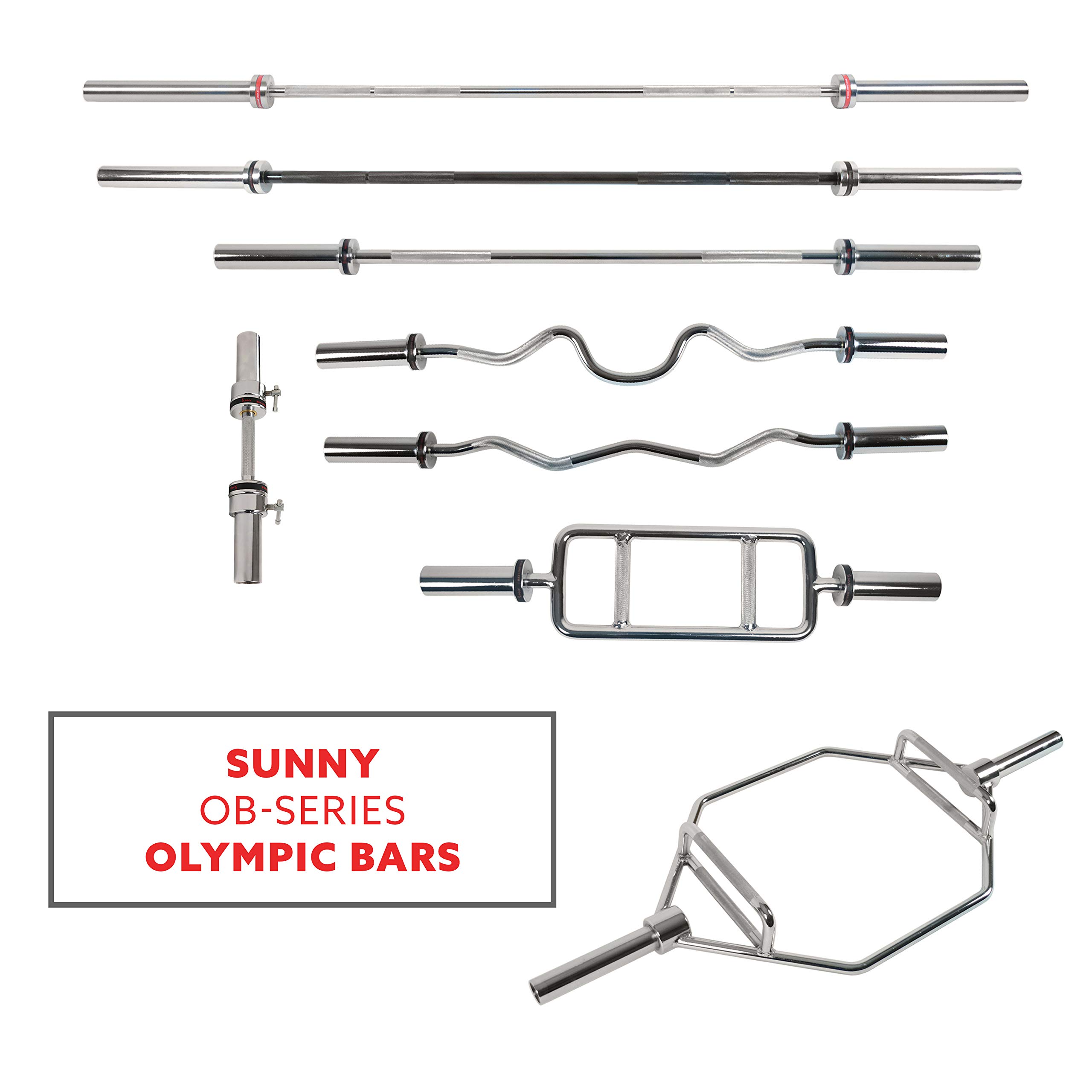 Sunny Health & Fitness 122 cm Olympic Super Curl Bar z pierścieniami - OB-48