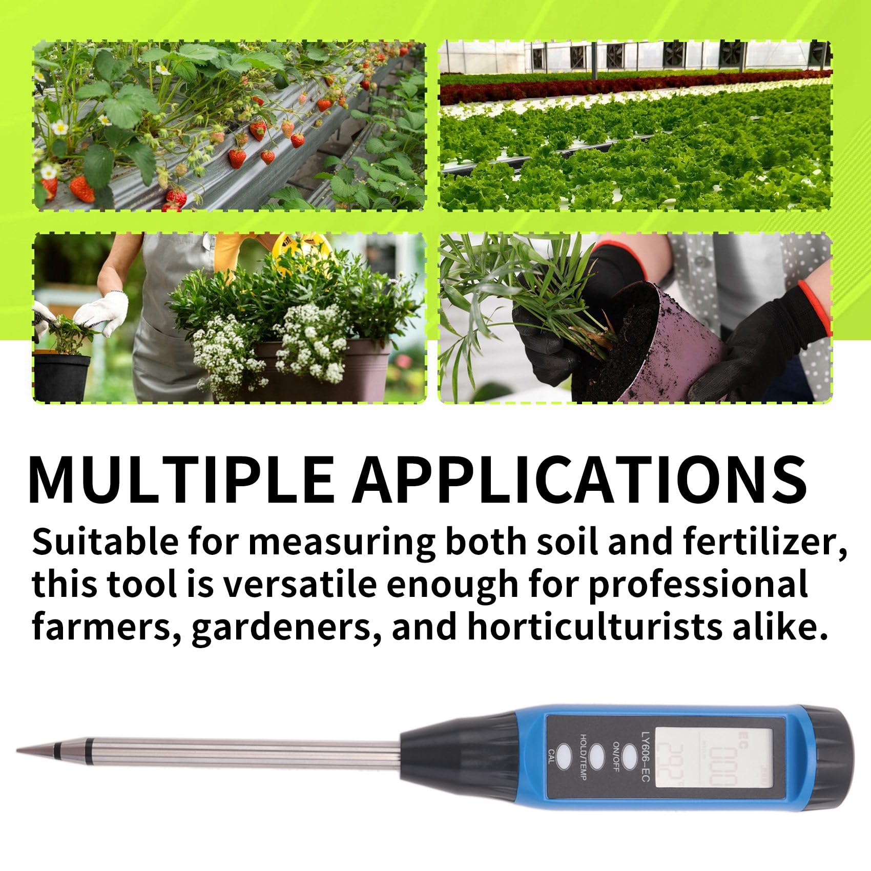 Medidor de Nutrientes del Suelo Analizador de Nitrógeno de Acción Rápida Probador de Fertilidad Probador de Suelo LED para Jardinería y Agricultura LY606