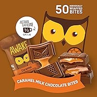 Vista 9 de AWAKE - Bocaditos de chocolate con cafeína - Chocolate con leche y caramelo, 50 bocaditos - 50mg de cafeína - Bocaditos energéticos envueltos