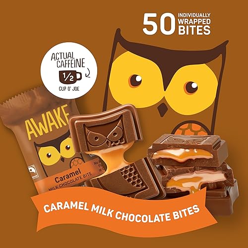 Miniatura 9 de AWAKE - Bocadillos de chocolate con cafeína - Alternativa al café - Bocadillos bajos en calorías - Barras energéticas de tamaño bocado - 50 mg de