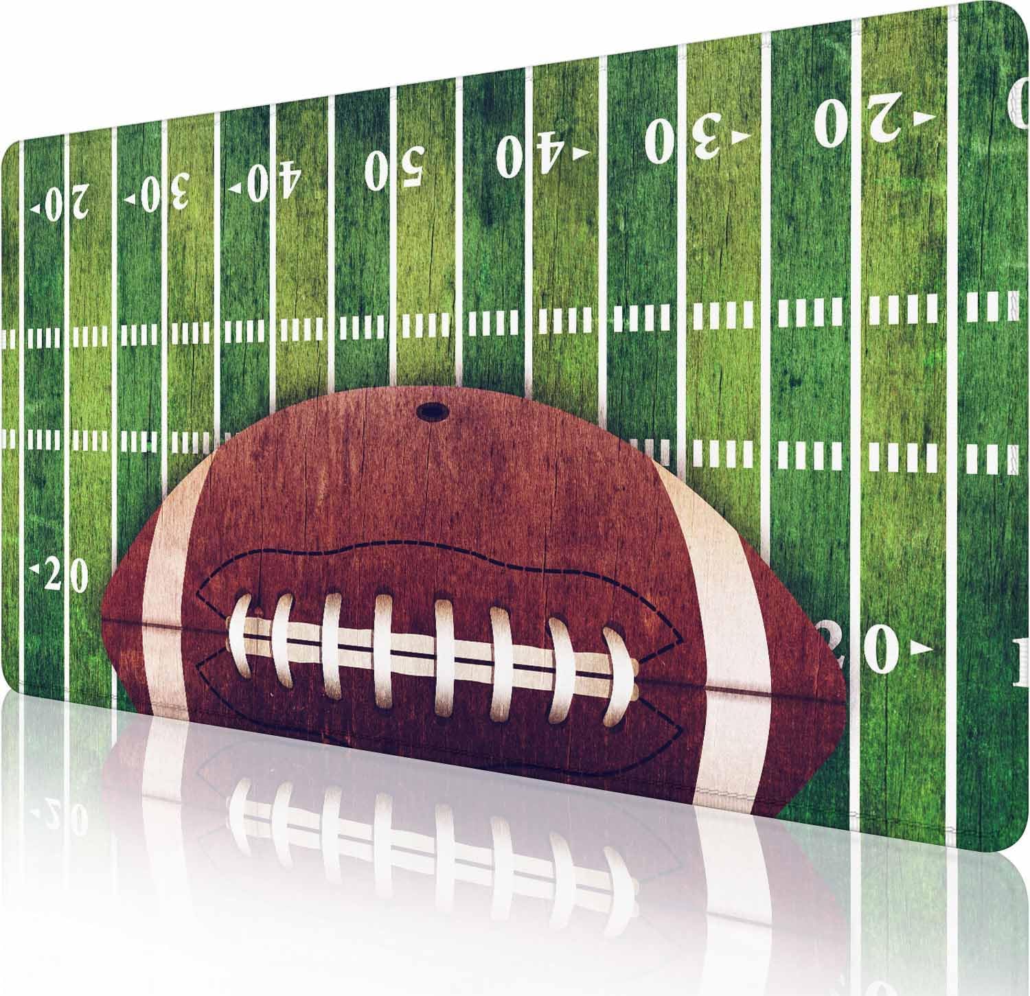 Gaming Mouse Pad Large, Keyboard Mouse Mat Desk Pad, Non-Slip Rubber Base with Stitched Edges Mousepad, 31.5X15.7 inch American Football Field and Ball