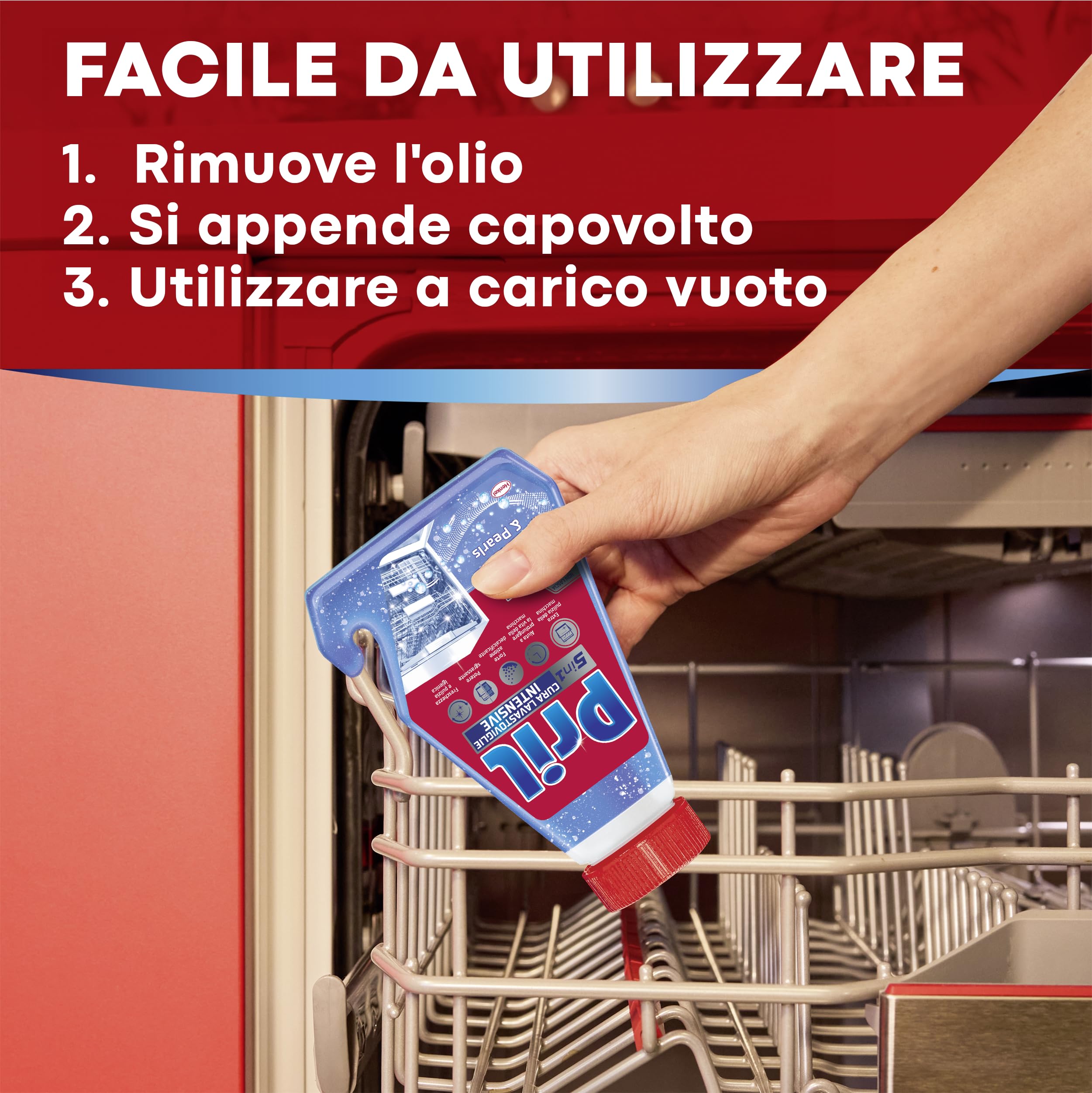 Pril 5in1 Cura Lavastoviglie Intensive (8 confezioni da 250 ml), Detergente per Lavastoviglie con Power & Pearls, Decalcificante e Liquido per una Pulizia Profonda della lavastoviglie