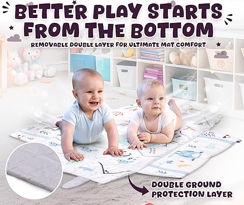 Miniatura 5 de Tapete de juego para bebé con alfombrilla extra, tapete de juego para bebé, para actividades en el suelo, gimnasio, con juguetes, tapete lavable