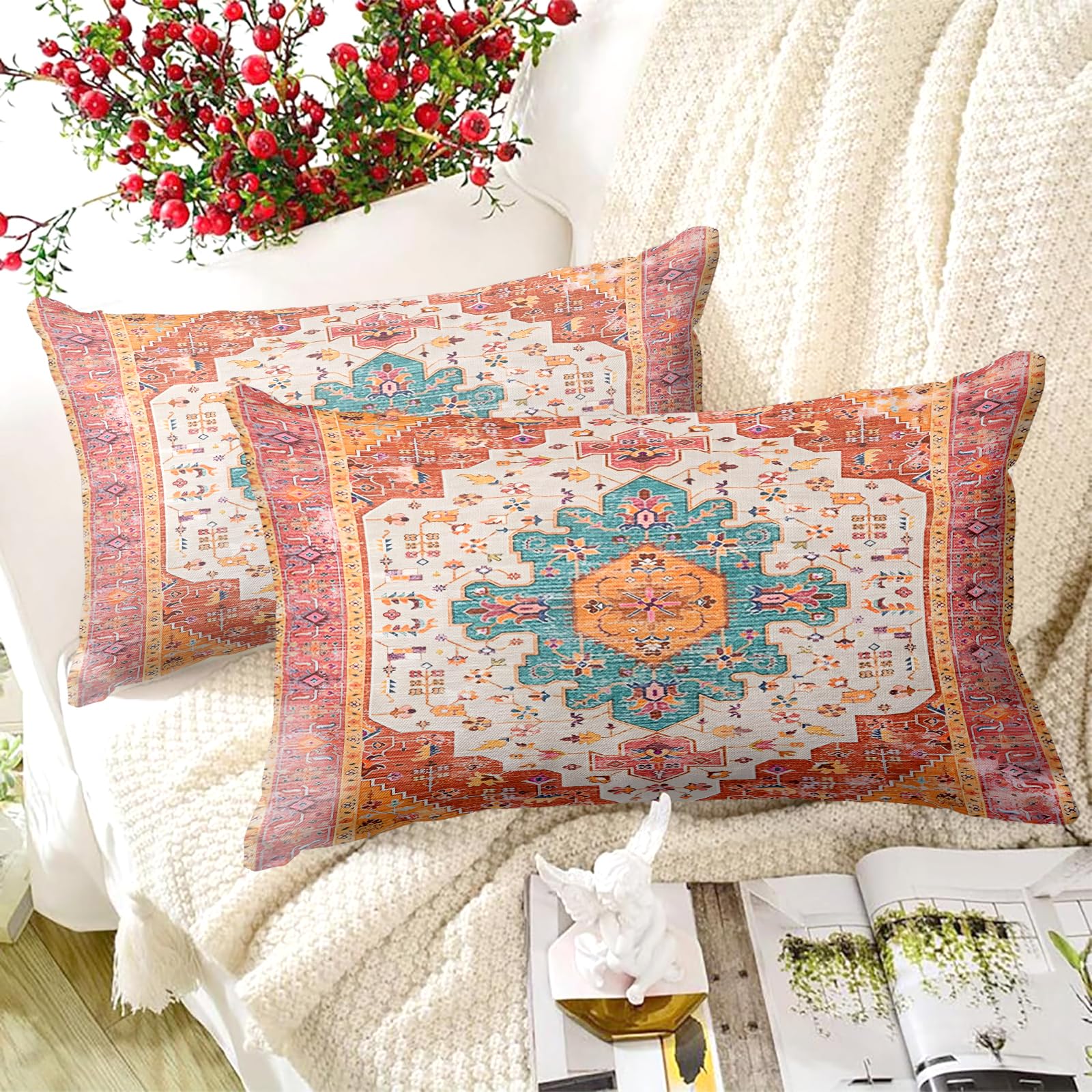 XPHZZL Cushion Covers 30cm x 50cm Set of 2 Soft Decorative Square Throw Pillow Case Boho Pillowcases for Sofa Couch Bedroom Outdoor Home Office Car Decor with Invisible Zipper 12 x 20 Inch - Image 3