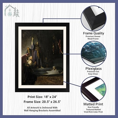 Miniatura 2 de Cabaña perdida La crianza de Lázaro por Van Rjin Rembrandt  Impresión enmarañada en marco plano negro  Reproducción de pinturas de obras de arte