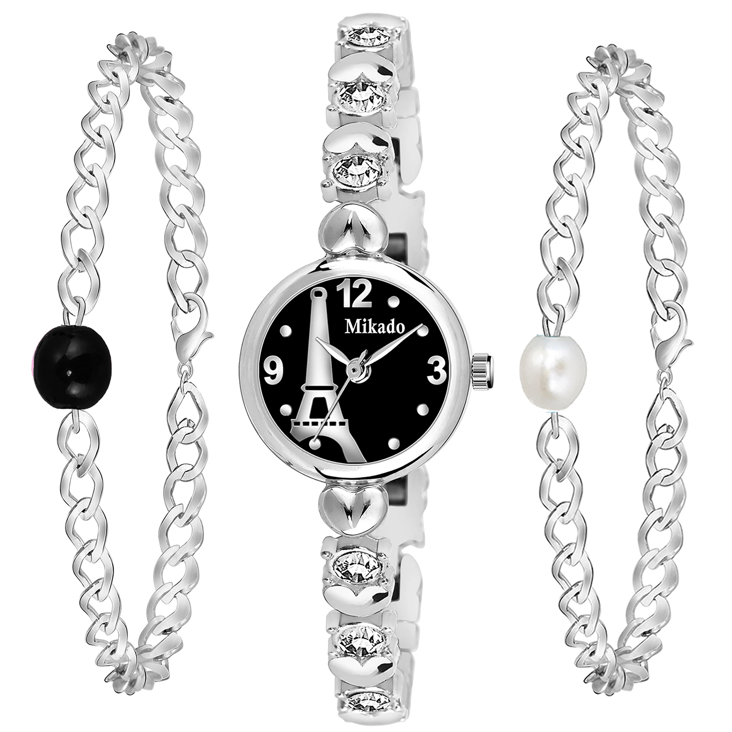 Mikado Charming Silver Bracelet Design Analog Watch with Bracelet Set for Women. (B0B5THFT1R) Amazon Price History, Amazon Price Tracker