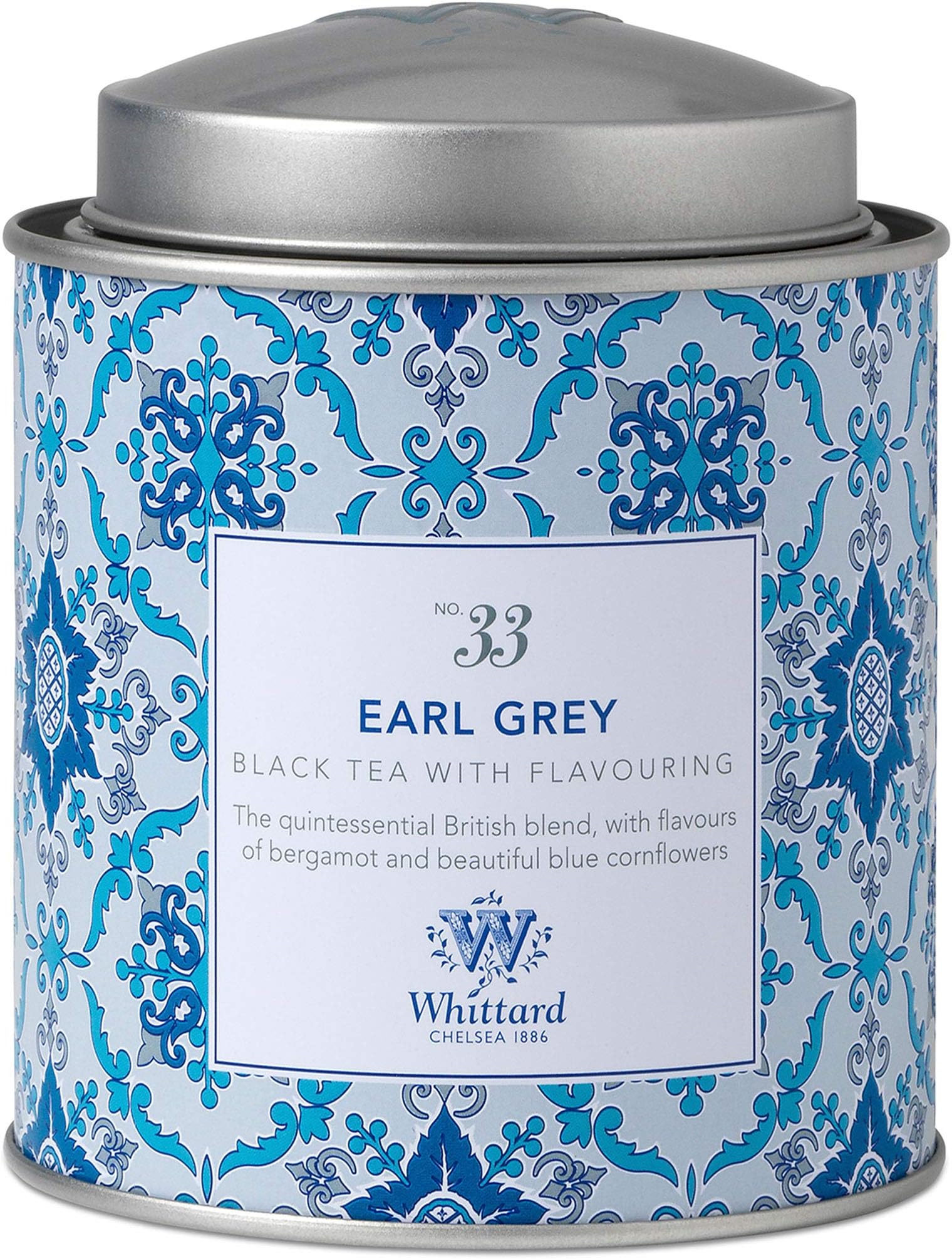 Whittard of Chelsea - Earl Grey Loose Leaf Tea, Black, Vegetarian & Vegan Friendly, Resealable Tin (100g, 1ct)
