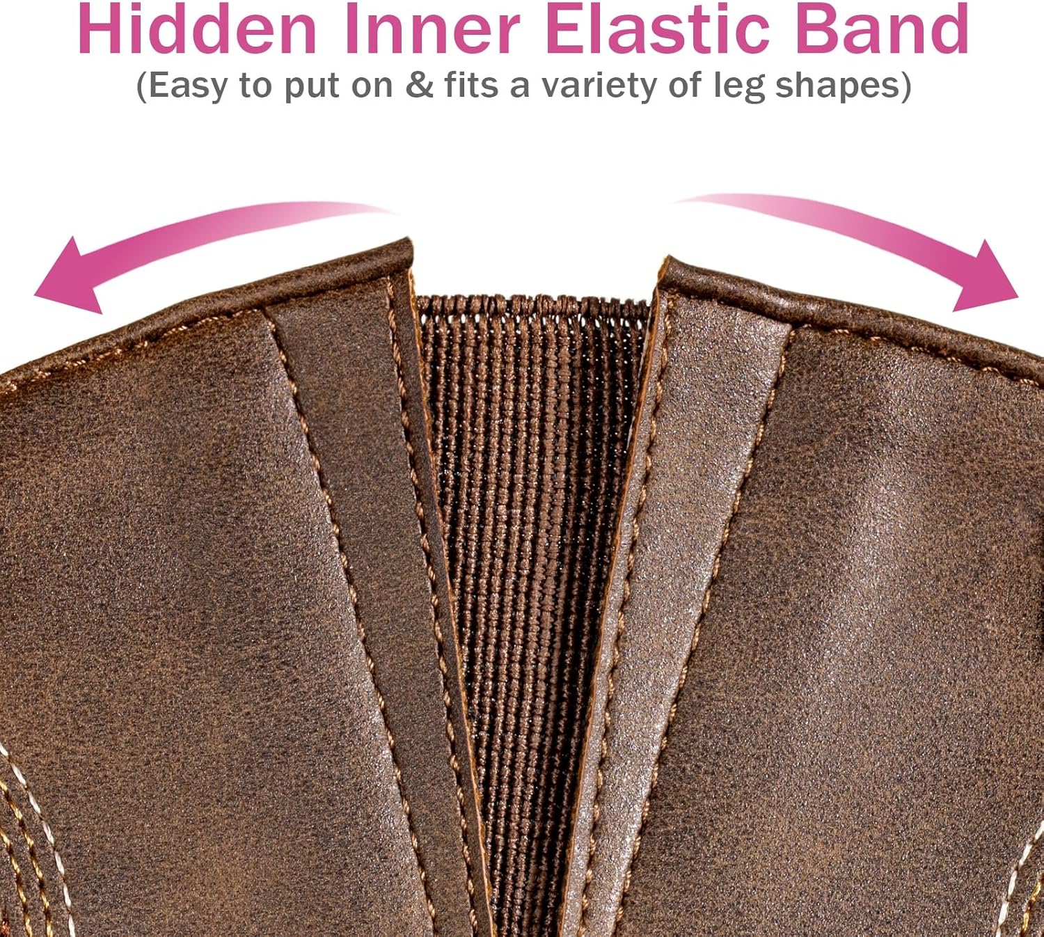 SheSole Cowgirl Boots Wide Calf with Roomy Square Toe - Easy On/Off with Side Zipper & Elastic, Comfortable Western Cowboy Boots Women for Curvy Legs - Image 6