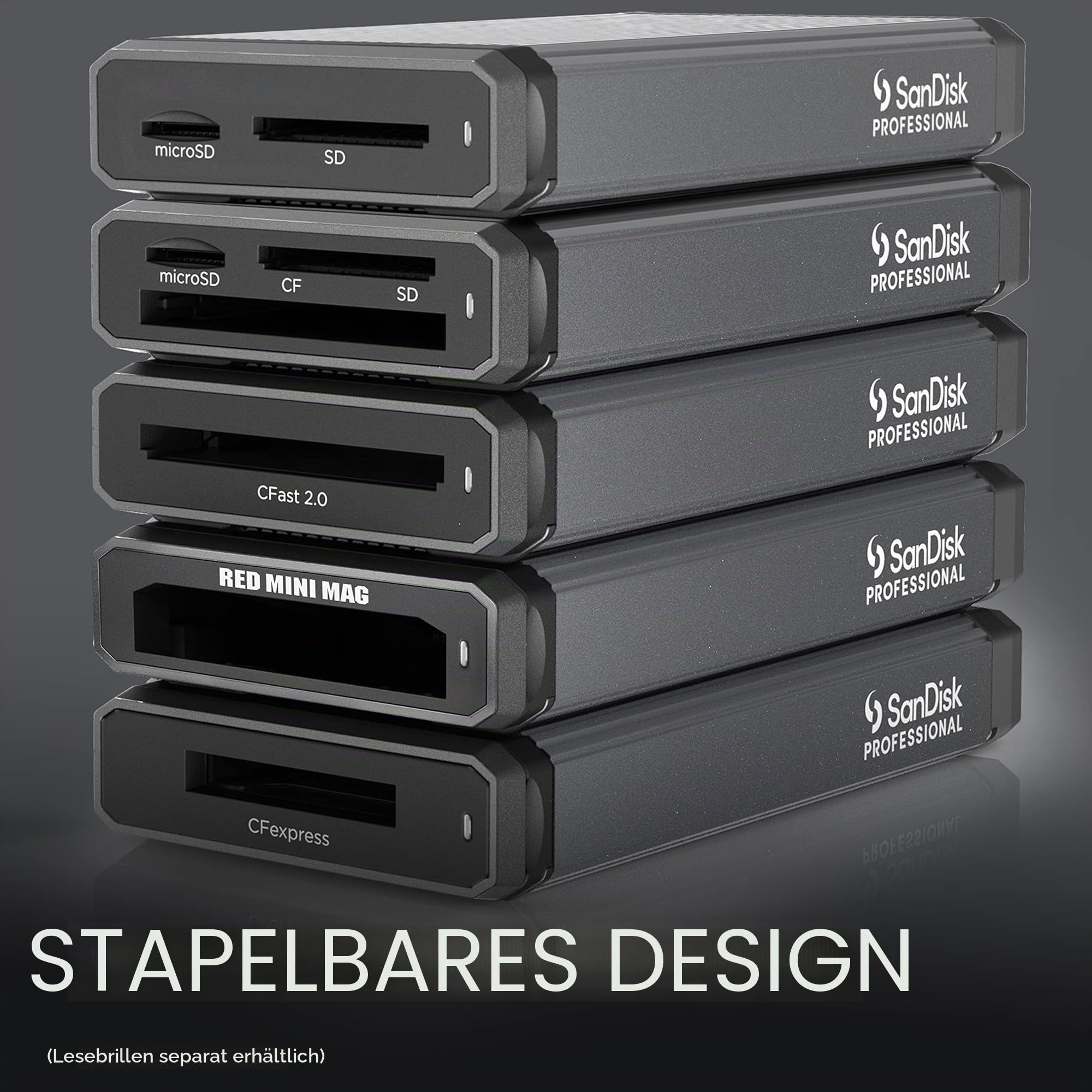 SanDisk PROFESSIONAL PRO-READER SD und microSD™, High-Performance-Kartenleser für SD- und microSD-Karten, kompatibel mit USB-C, schnelle Übertragung