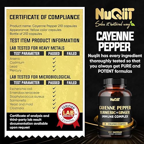 Miniatura 6 de 210 píldoras - Cápsulas de pimienta de cayena orgánicas con cúrcuma, jengibre, complejo de apoyo inmunológico como saúco, equinácea, bulbo de ajo,
