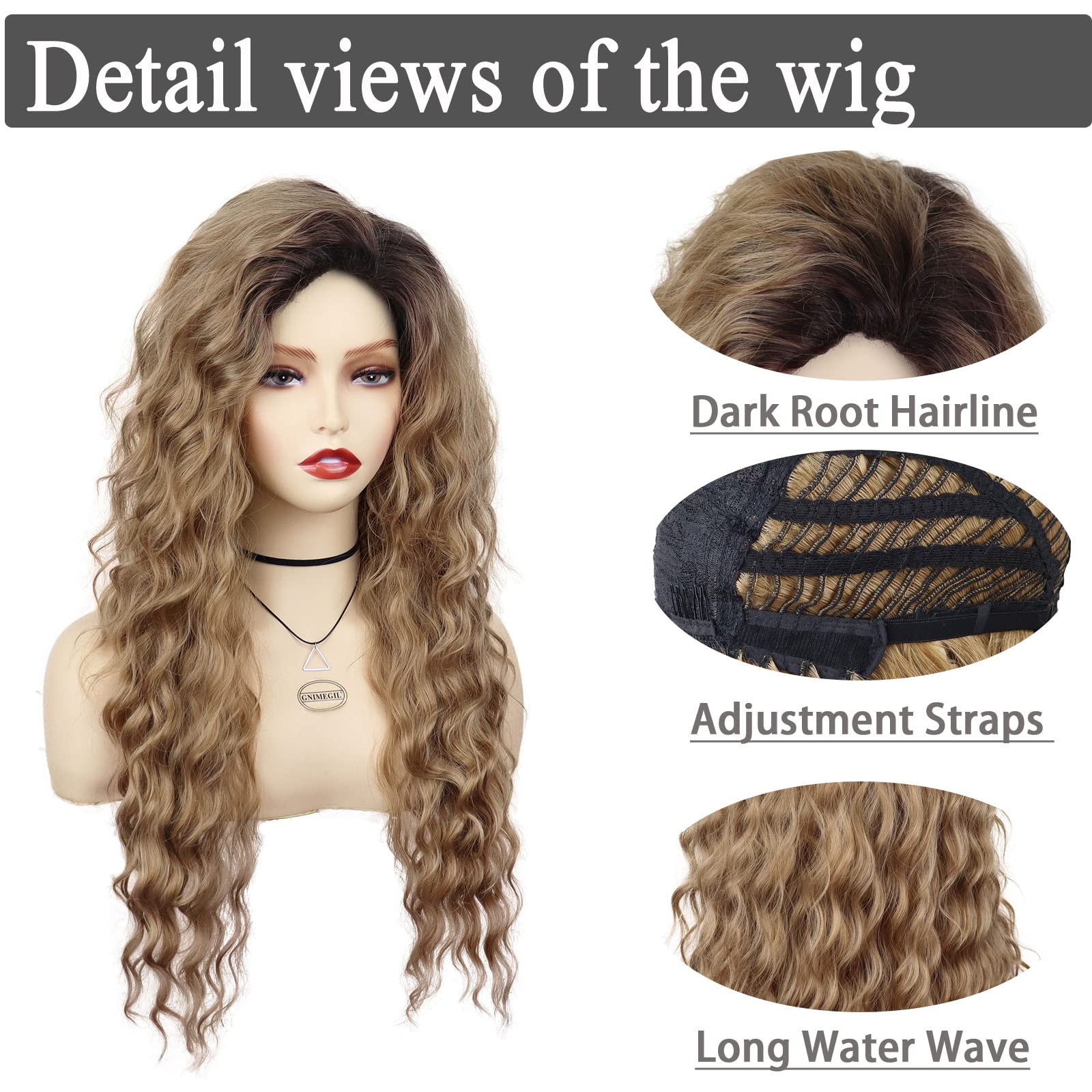 Amazon.com : GNIMEGIL 26 Inch Long Brown Curly Wigs for 