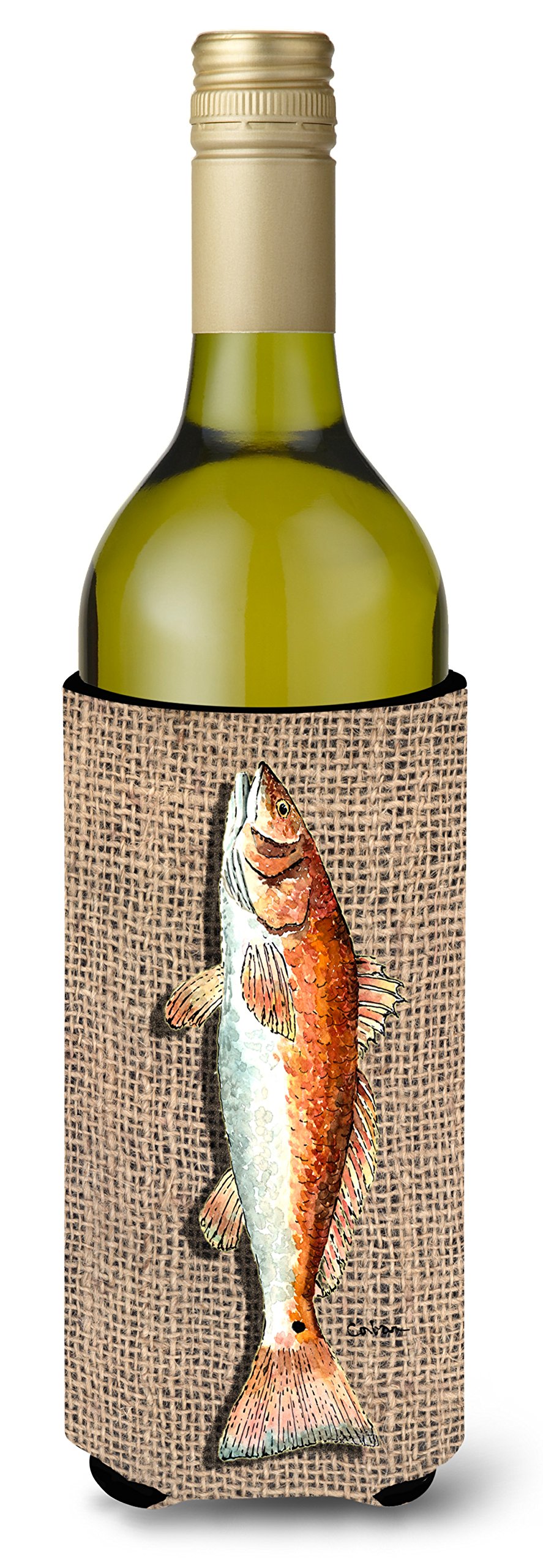 Amazon | フェイク黄麻布ワインボトルに赤い魚 飲料断熱材 飲料