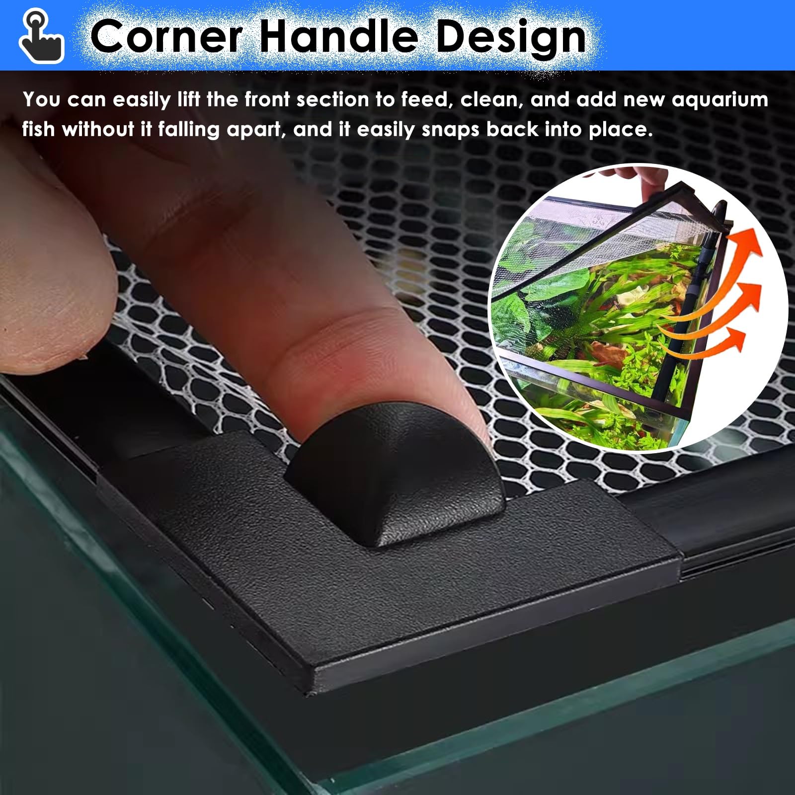 PEYNIR Couvercle Aquarium Couvercle magnétique Anti-Saut pour Aquarium (à Faire soi-même), Hache pour Aquarium Grille Anti-Chats avec Filet d'aération(L59.1xW19.7in/150x50cm)