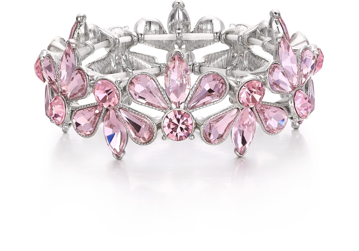 EleQueen Wedding Party Costume Bracelet for Women, Rhinestone Crystal Stretch Bangle for Bridal Brides