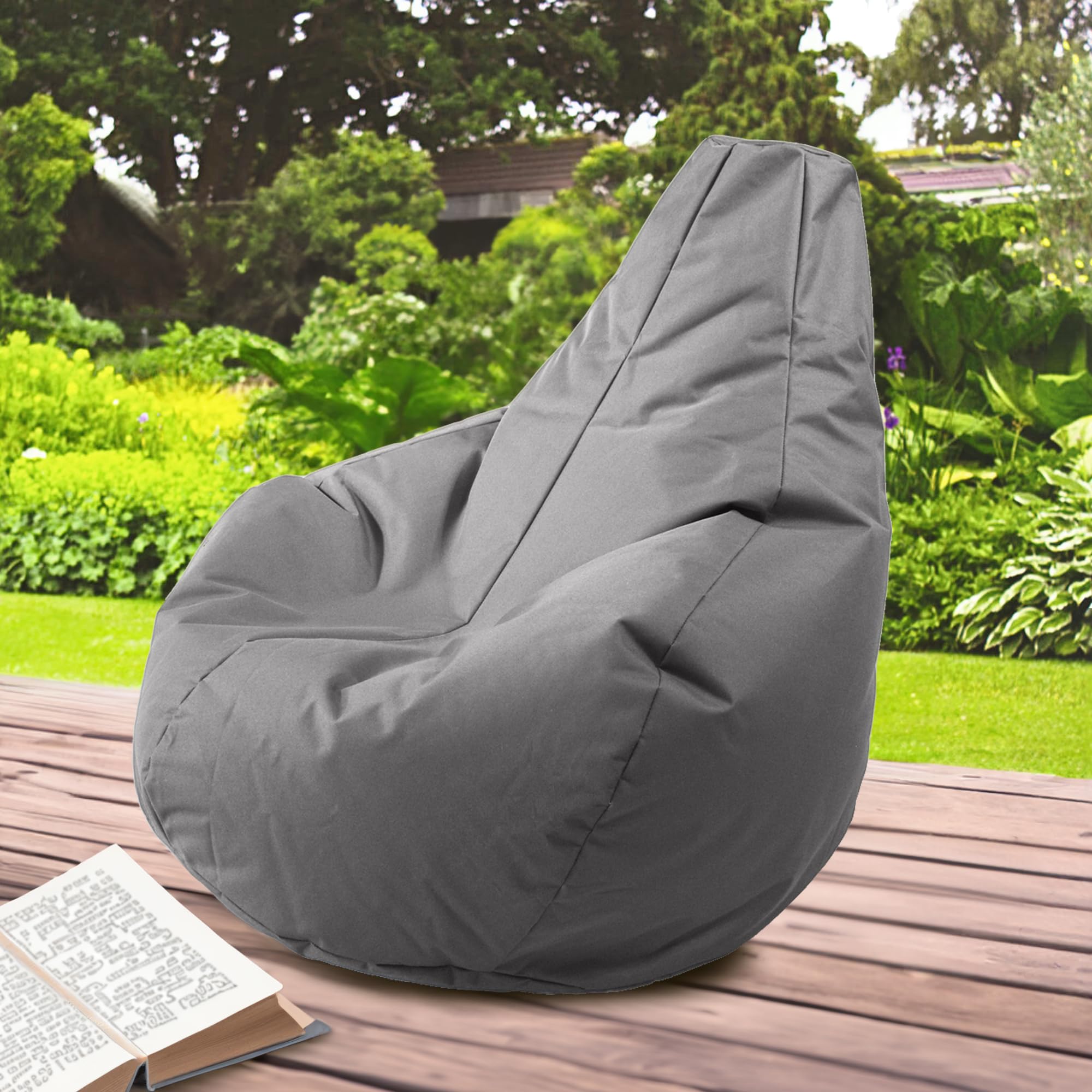 Sillón Gamer para Exteriores e Interiores con Relleno de Perlas de EPS, Puff, Silla de Relax, cojín para Asiento, cojín para el Suelo, Bean Bag de 225L (Gray)