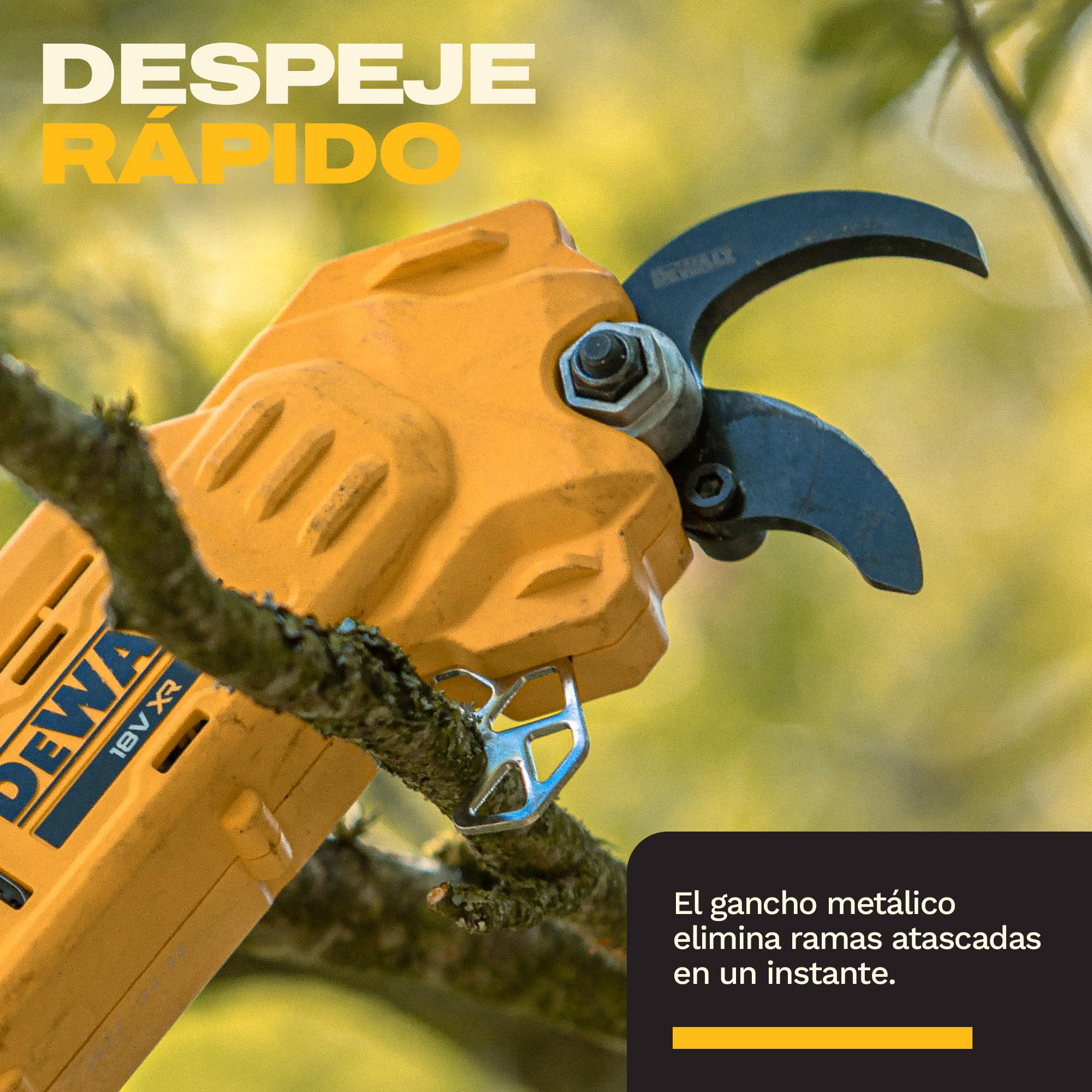 DEWALT 18V XR Podadora de Altura Profesional; Corte potente y preciso para ramas altas, Solo herramienta, DCMPP569N-XJ