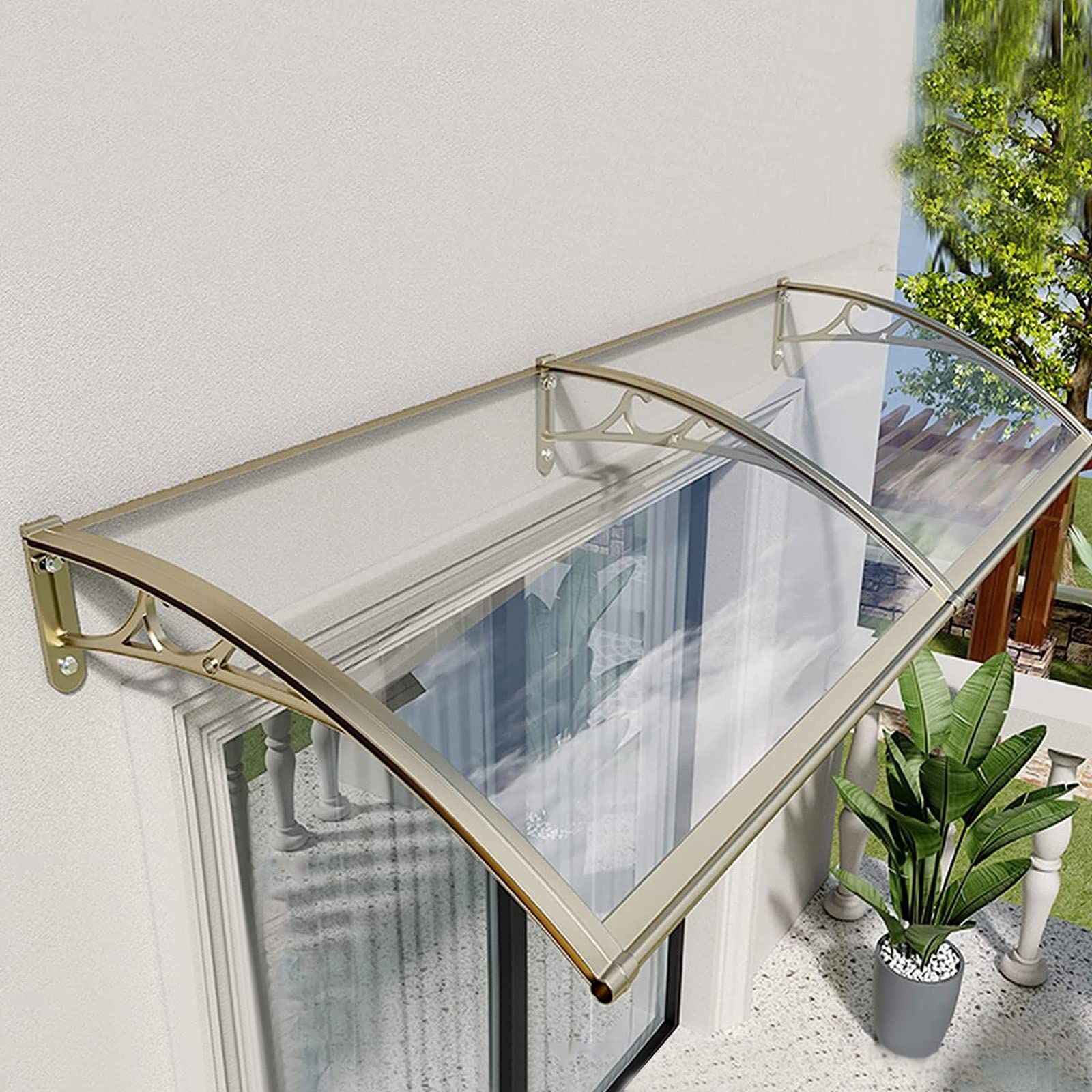Deur Luifel Voordeur Deurluifel Buiten, Afdak voor Huisdeur Van Aluminium Frame en 2.5mm Polycarbonaat, voor UV, Regen, Sneeuwbescherming, Meerdere Maten (Color : B, Size : 80x280cm/31.5x110