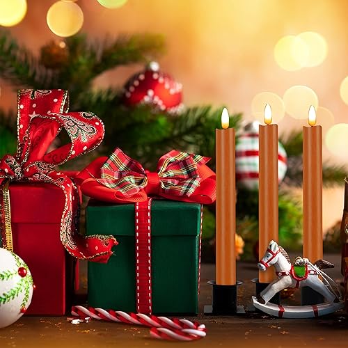 Miniatura 10 de CVHOMEDECO. Velas cónicas sin llama de cera real con control remoto de 10 teclas, velas LED parpadeantes con mecha 3D para ventana, decoración de