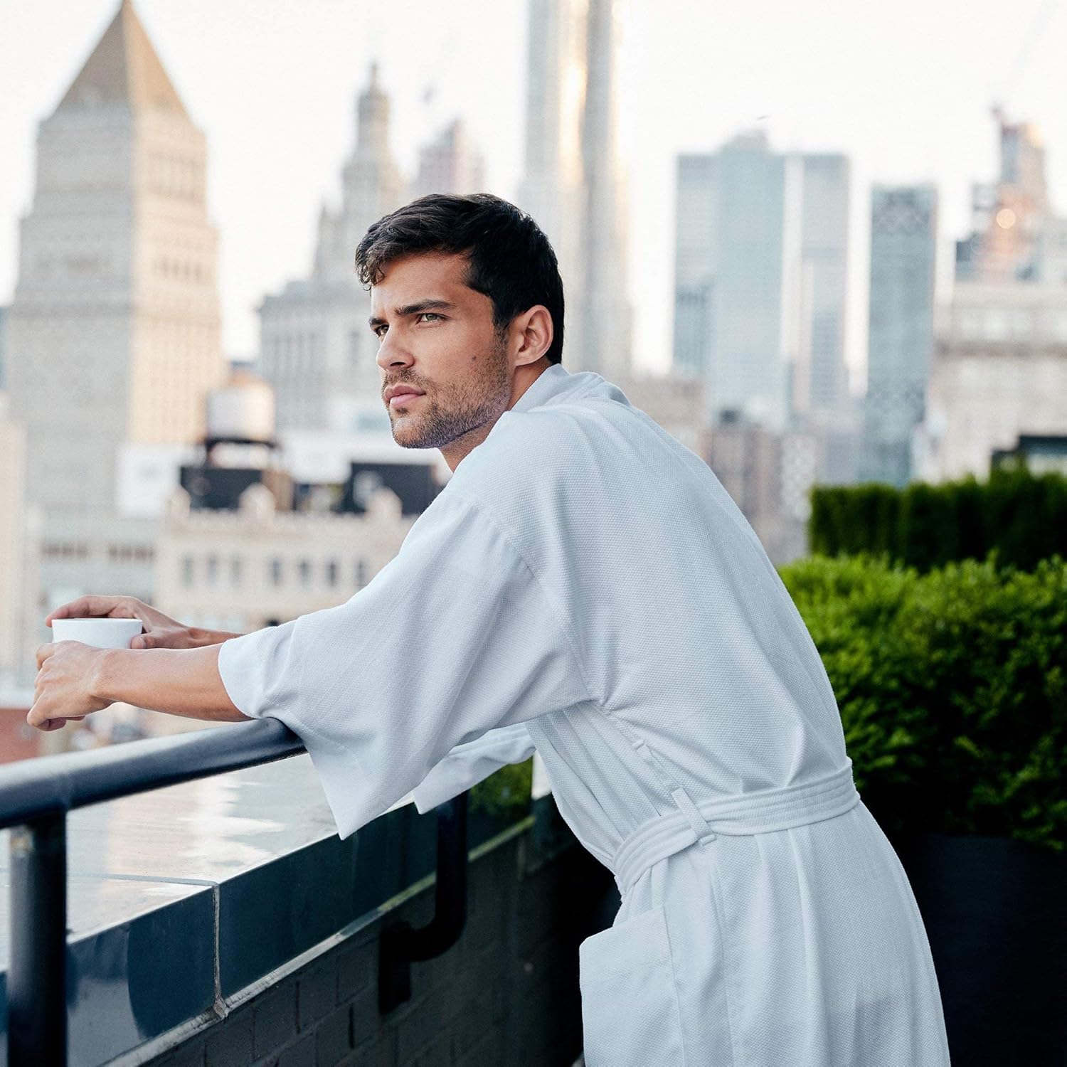 H by Frette Pique Kimono Bathrobe - Image 5