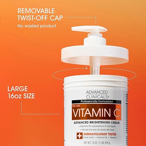 Miniatura 7 de Advanced Clinicals Crema iluminadora de vitamina C + suero de niacinamida al 5% con ácido hialurónico, juego de 2 piezas | Loción corporal de 1 -