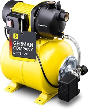 TROTEC TGP 1025 E Hauswasserwerk – 3.300 l/h 1.000 W 30 m Förderhöhe 19-l-Druckkessel Auto-Start/Stop Kunststoff