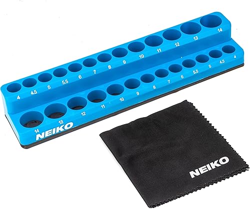 NEIKO 03973A - Soporte magnético para enchufes, unidad de 14 pulgadas, bandeja de enchufes poco profundos y profundos, organizador de juegos de