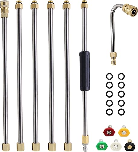 Twinkle Star - Juego de vara de extensión para hidrolavadora, extensión de 8 pies con 5 puntas de boquilla, 4000 PSI