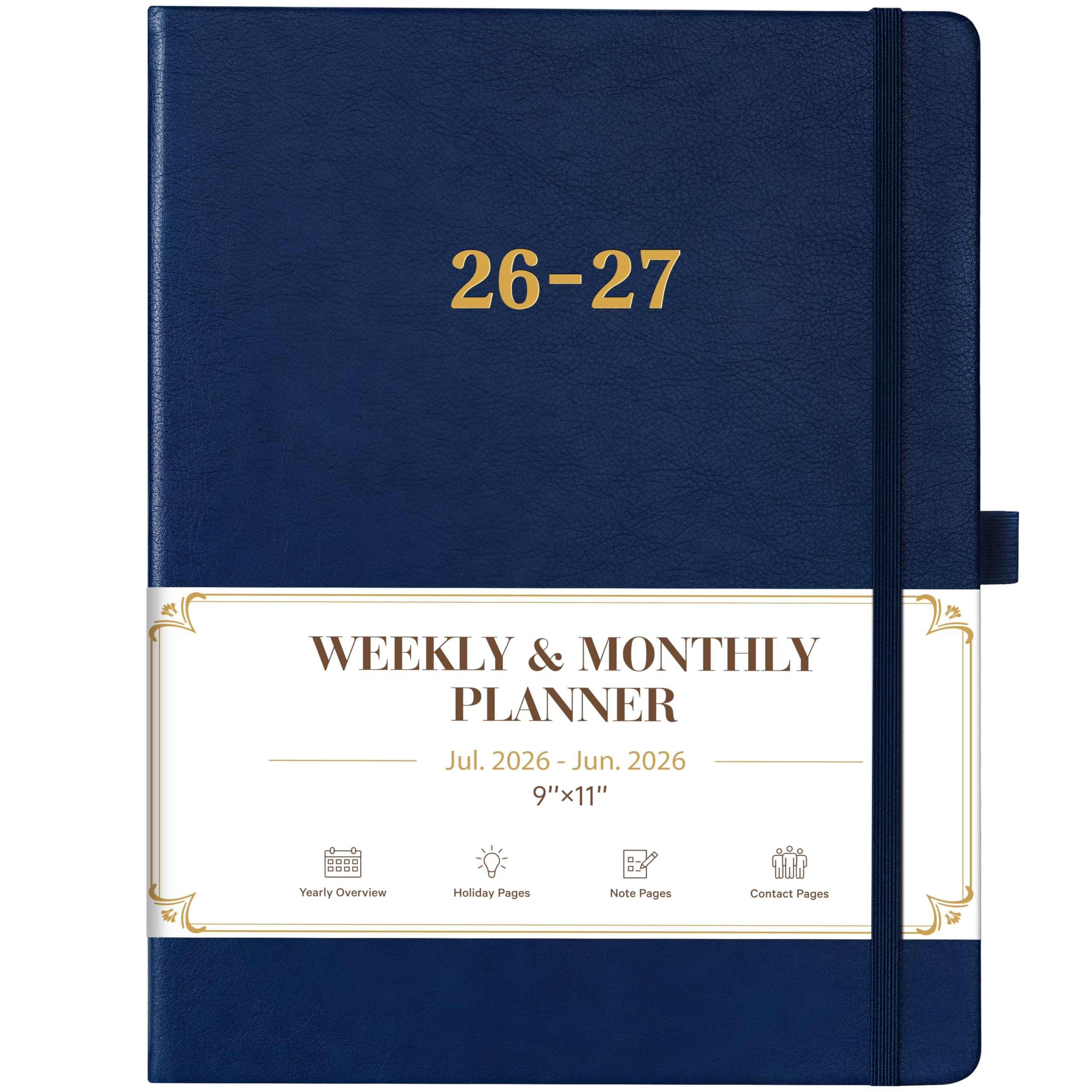 2026-2027 Planner - Planner 2026-2027, 8.5"x11", July 2026 - June 2027, Leather Calendar Weekly and Monthly Planner 26-27, Leather Hardcover, Pen Loop