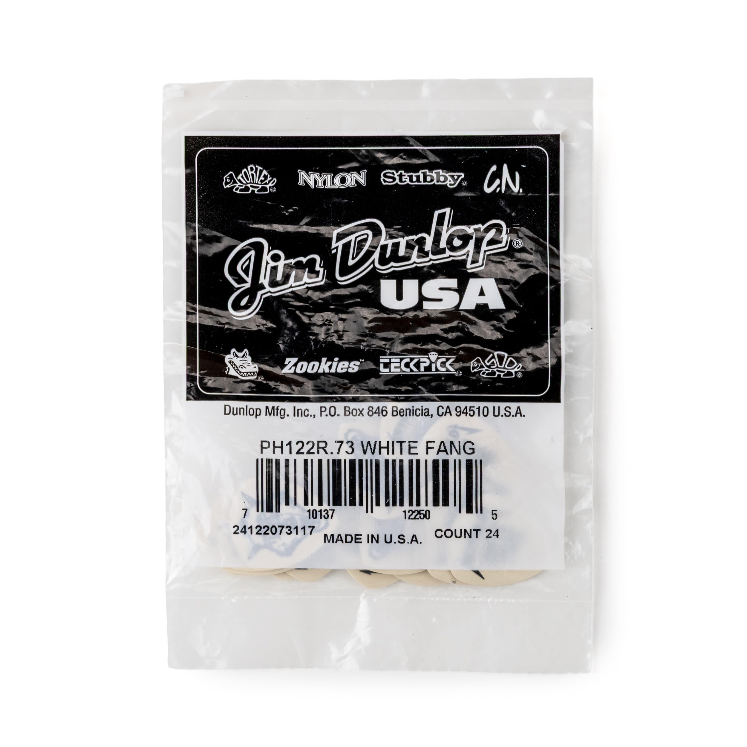 JIM DUNLOP Plektrum Ultex Hetfield's White Fang 0,73 mm 24 sztuki, biały